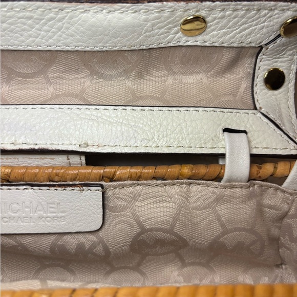 Micheal Michael Kors White and Tan Rattan Clutch EUC - Picture 8 of 11